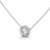 Textured Inner Design round cut Lab Grown Diamond Gold Pendant Chain