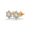 Floral Cluster Lab Grown Round Diamond Gold Earrings