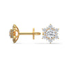 Floral Cluster Lab Grown Round Diamond Gold Earrings