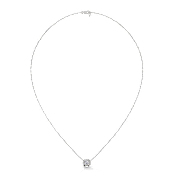 Textured Inner Design round cut Lab Grown Diamond Gold Pendant Chain