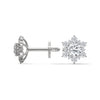 Floral Cluster Lab Grown Round Diamond Gold Earrings