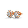 Sunbeam Bloom Round Cluster Lab Grown Diamond Gold Earrings