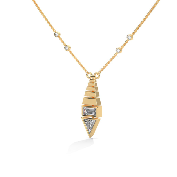 Modern Majesty: Lab Grown Diamond Geometric Gold Pendant Chain