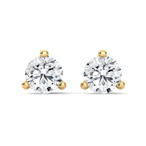 Classic Round Brilliant Lab Grown Diamond Gold Stud Earrings