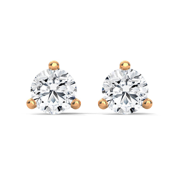 Classic Round Brilliant Lab Grown Diamond Gold Stud Earrings