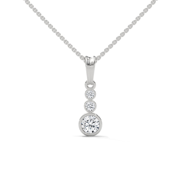 Modern elegance shines through the Trinity Radiance Pendant, featuring a graceful cascade of bezel-set diamonds in a sleek gold design.