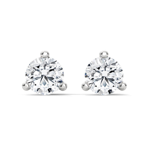 Classic Round Brilliant Lab Grown Diamond Gold Stud Earrings