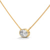 Round Bezel Lab Grown Diamond Gold Pendant Chain