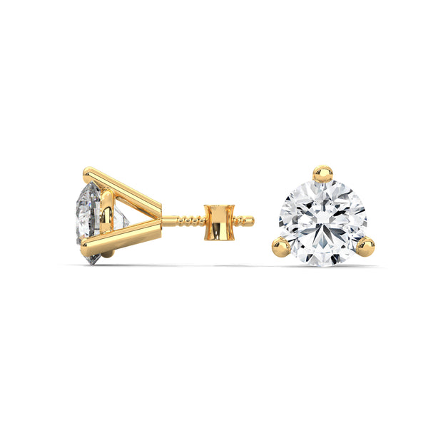 Classic Round Brilliant Lab Grown Diamond Gold Stud Earrings