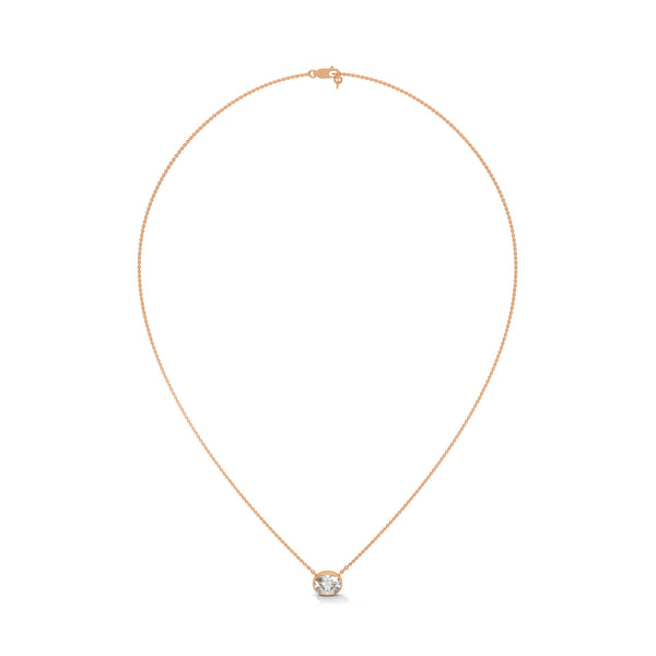 Round Bezel Lab Grown Diamond Gold Pendant Chain