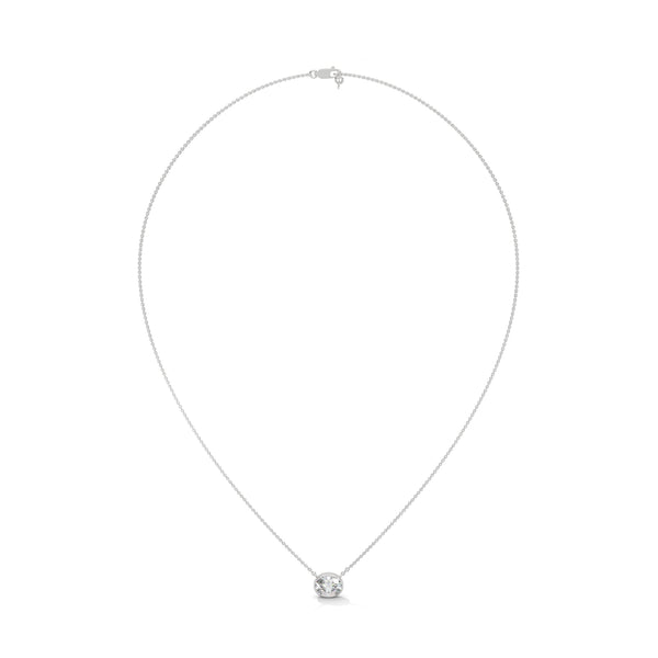 Round Bezel Lab Grown Diamond Gold Pendant Chain