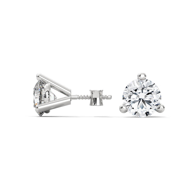 Classic Round Brilliant Lab Grown Diamond Gold Stud Earrings