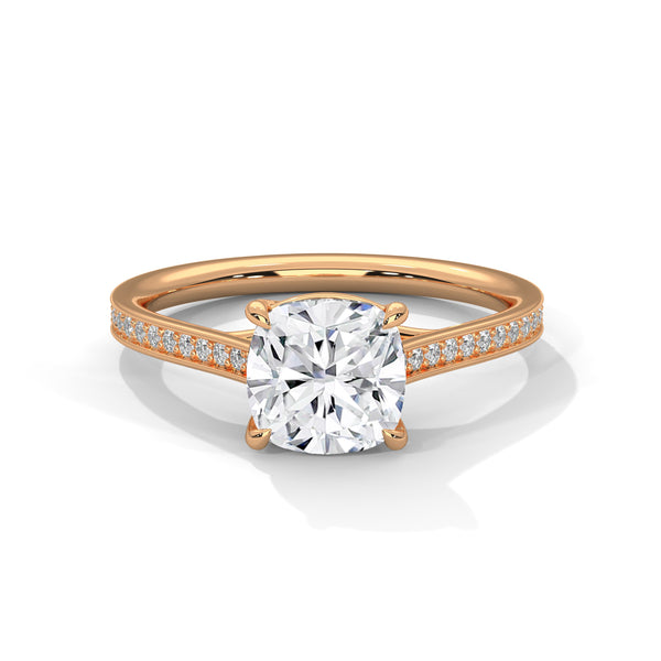 Cushion Cut Lab Grown Diamond Gold Ring