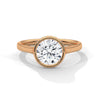 Round Cut Lab Grown Diamond Bezel Halo Gold Ring