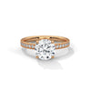 Four-Prong Cathedral Set Round Pave Lab Grown Diamond Gold Ring