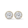 Radiant Halo Round cut Lab Grown Diamond Gold Earring