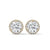 Radiant Halo Round cut Lab Grown Diamond Gold Earring