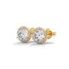 Radiant Halo Round cut Lab Grown Diamond Gold Earring