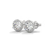 Radiant Halo Round cut Lab Grown Diamond Gold Earring