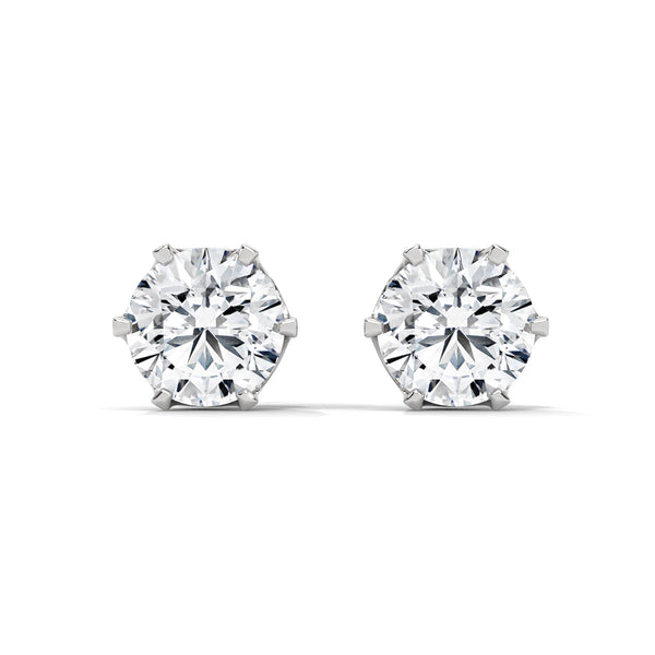 Classic Six-Prong Brilliance Lab Grown Diamond Gold Stud Earrings