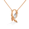 marquise cut Lab Grown Diamond Leaf Gold Pendant Chain
