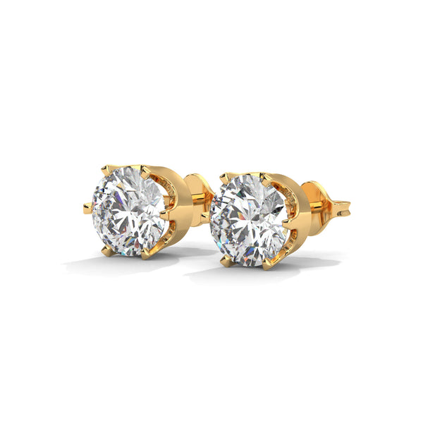 Classic Six-Prong Brilliance Lab Grown Diamond Gold Stud Earrings