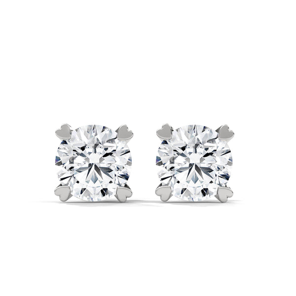 Round Prong Elegance Lab Grown Diamond Gold Stud Earrings
