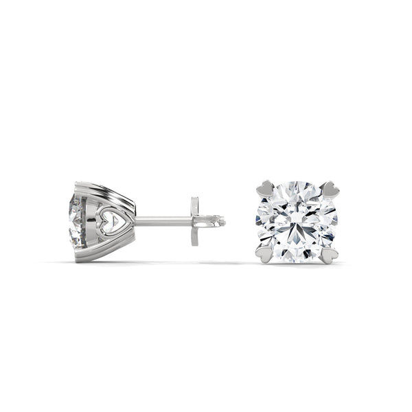 Round Prong Elegance Lab Grown Diamond Gold Stud Earrings