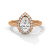 Pear Halo Lab Grown Diamond Gold Ring with Micro Pave Accent Stone