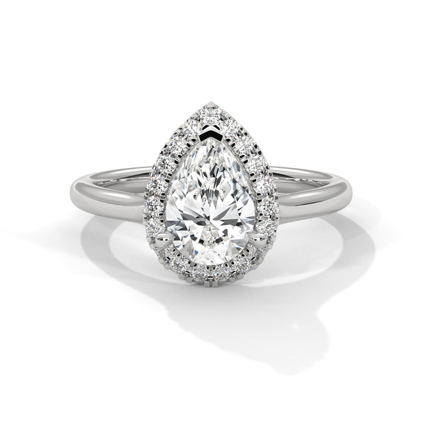 Pear Halo Lab Grown Diamond Gold Ring with Micro Pave Accent Stone