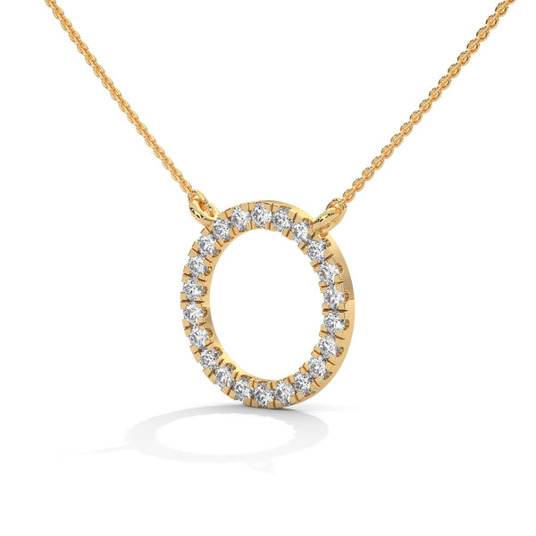 Eternal Circle Lab Grown Diamond Halo Gold Pendant Chain