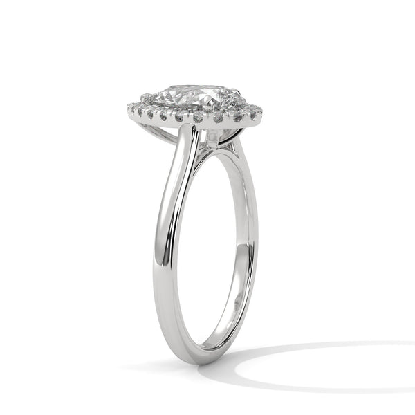 Pear Halo Lab Grown Diamond Gold Ring with Micro Pave Accent Stone