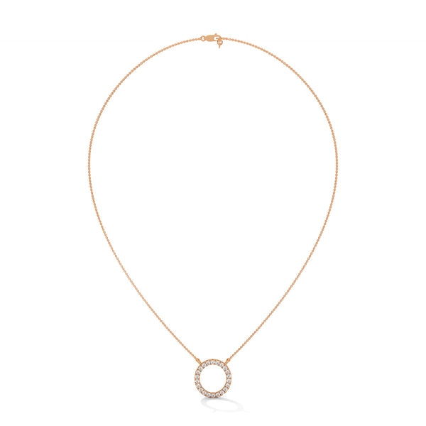 Eternal Circle Lab Grown Diamond Halo Gold Pendant Chain