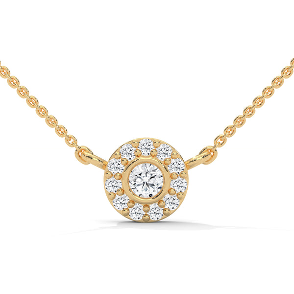 Radiant Halo Lab Grown Diamond Gold Pendant Chain