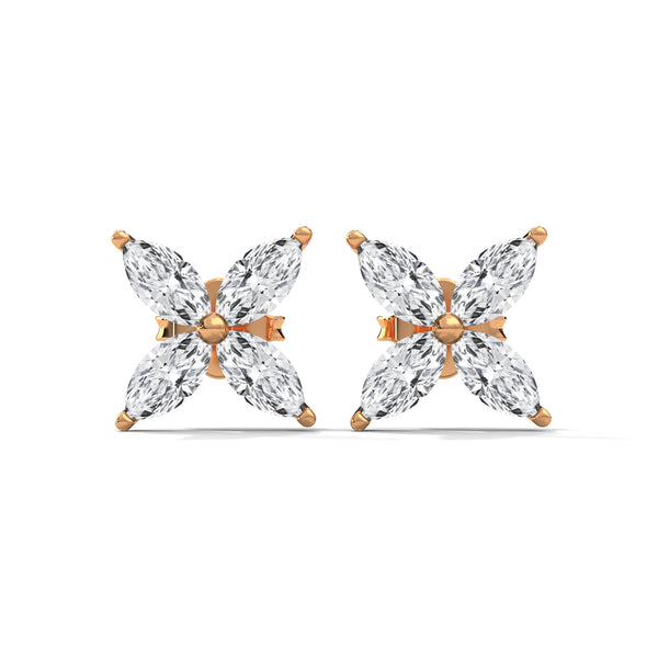 Floral Radiance Marquise Lab Grown Diamond Gold Stud Earrings