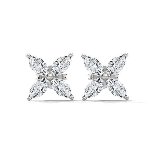 Floral Radiance Marquise Lab Grown Diamond Gold Stud Earrings