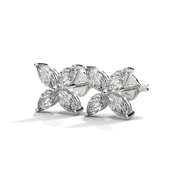 Floral Radiance Marquise Lab Grown Diamond Gold Stud Earrings