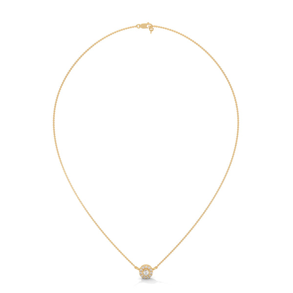 Radiant Halo Lab Grown Diamond Gold Pendant Chain