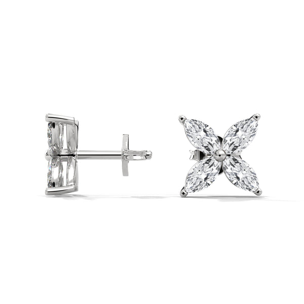 Floral Radiance Marquise Lab Grown Diamond Gold Stud Earrings
