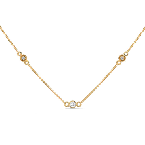 Lab Grown Diamond Station Gold Pendant Chain