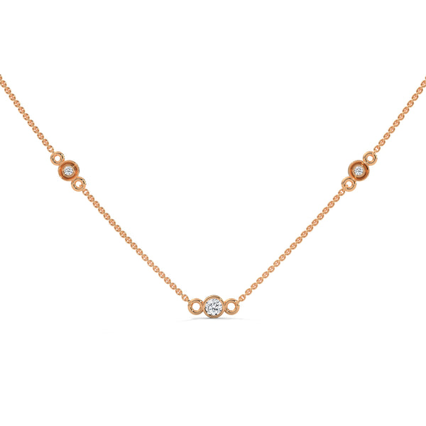 Lab Grown Diamond Station Gold Pendant Chain