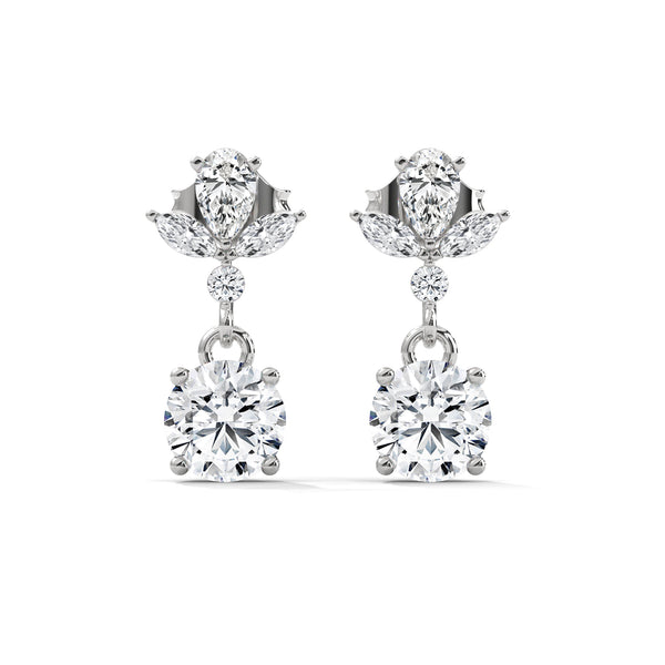 Petal Drop Elegance Lab Grown Diamond Gold Dangle Earrings