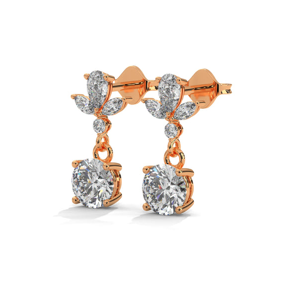 Petal Drop Elegance Lab Grown Diamond Gold Dangle Earrings