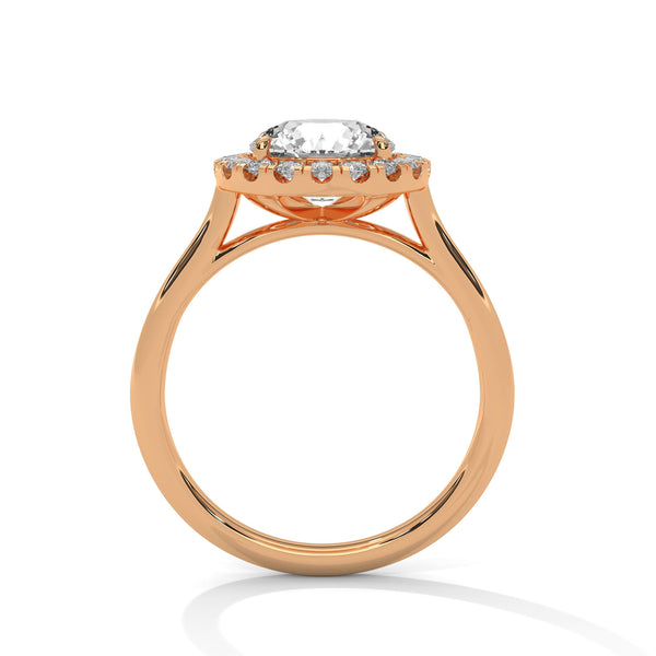Classic Halo with Brilliant Round Center Lab Grown Diamond Gold Ring