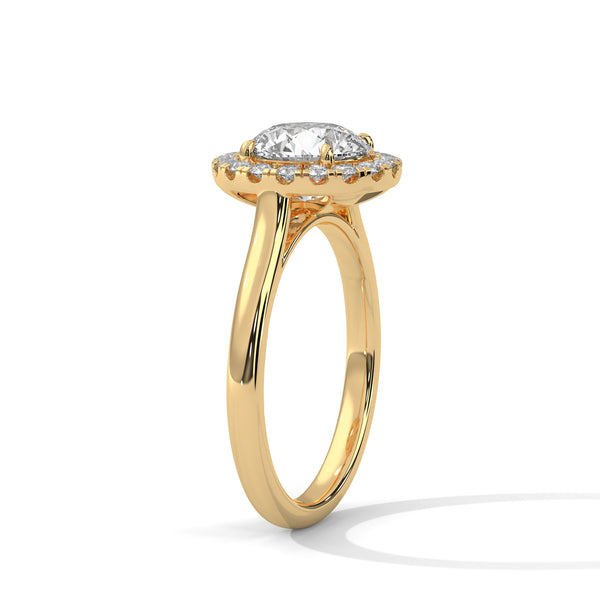 Classic Halo with Brilliant Round Center Lab Grown Diamond Gold Ring