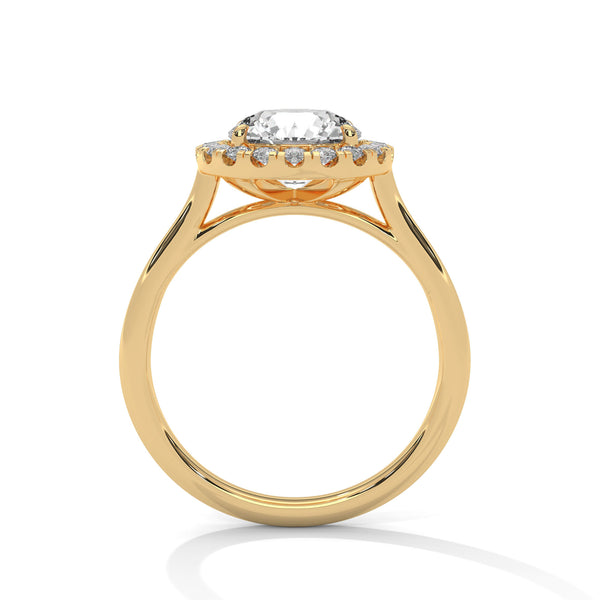 Classic Halo with Brilliant Round Center Lab Grown Diamond Gold Ring