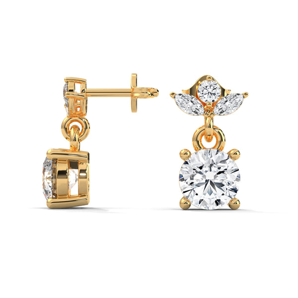 Blooming Brilliance Lab Grown Diamond Gold Drop Earrings