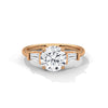 Round Center with Baguette Side Lab Grown Diamond Gold Ring