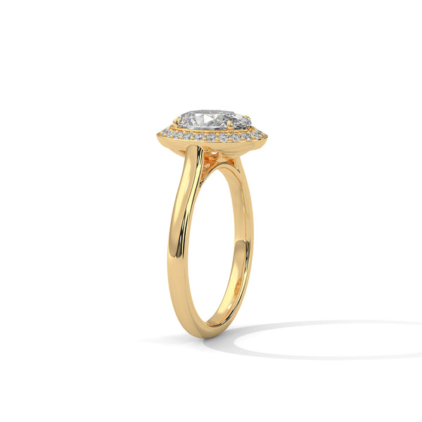 Oval Cut Halo Set Lab Grown Diamond Gold Ring