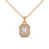 Lab Grown Emerald-Cut Diamond Gold Pendant Chain
